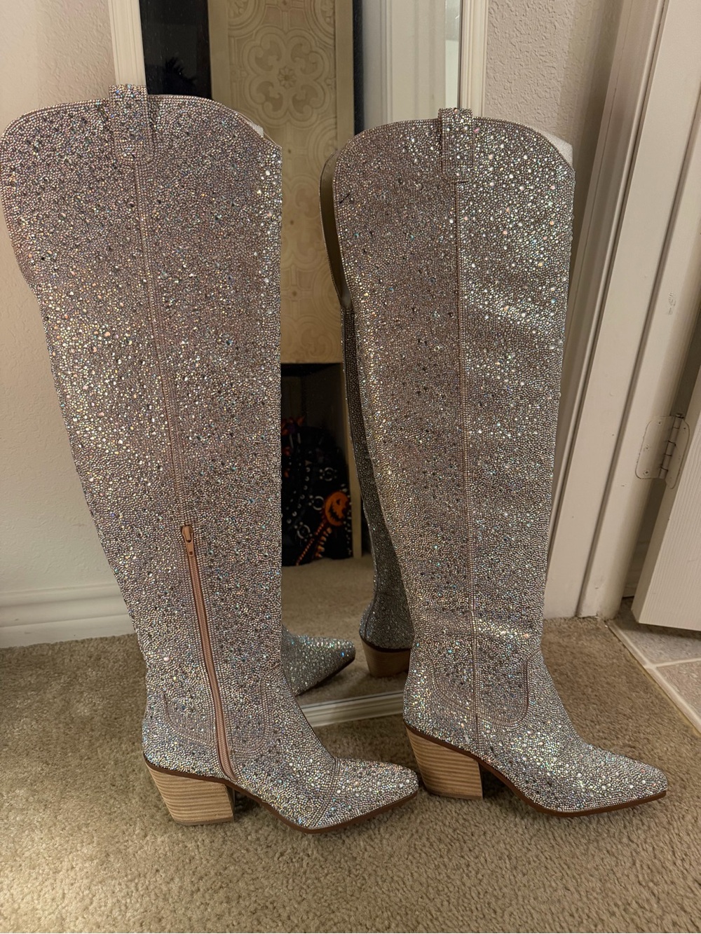 Betsey Johnson Over the Knee Rodeo Rhinestone Boots *NWOB*
